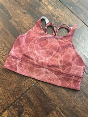 Lululemon High Neck Sports Bra - Dusty Wine Rose Circular Print Size 10